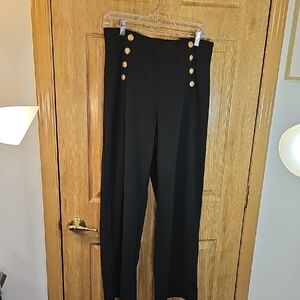 H&M Black Trousers with Gold Button Accents